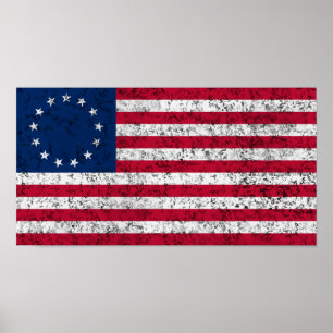 Distressed Betsy Ross Flag Poster