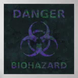 Distressed Biohazard Symbol Poster (purple)