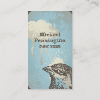 Distressed bird graphic design business card