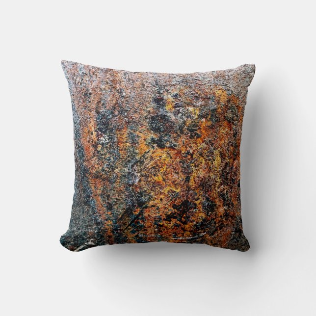 Distressed Black and Brown Rustic Throw Pillow (Front)
