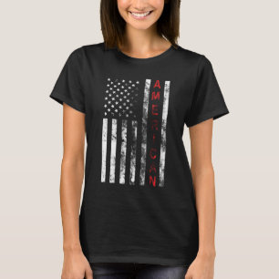 Distressed Black and White American Flag T-Shirt