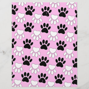 Distressed Black And White Paws On Pink Background