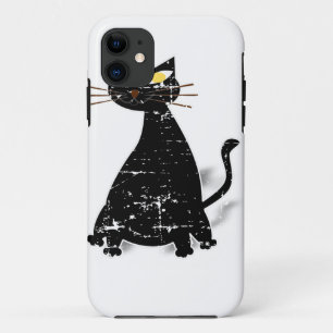 Distressed Black Fat Cat iPhone 11 Case