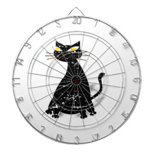 Distressed Black Fat Cat Dartboard