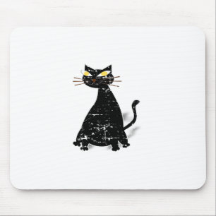 Distressed Black Fat Cat Mouse Mat