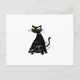 Distressed Black Fat Cat Postcard