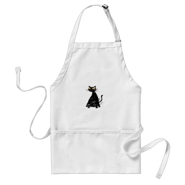 Distressed Black Fat Cat Standard Apron (Front)