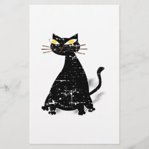 Distressed Black Fat Cat Stationery