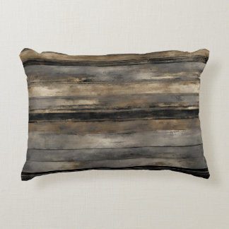 Distressed Black Gold and Grey Stripe Decorative Cushion