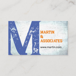 distressed blue and orange bold grunge style business card