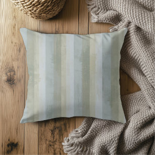 Distressed Blue Grey Beige Modern Farmhouse Stripe Cushion