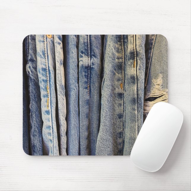 Distressed Blue Jeans Mouse Mat (With Mouse)