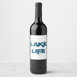 Distressed Blue "Lake Life" Wine Label