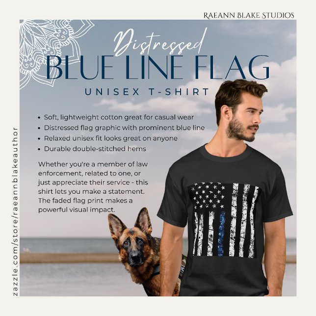 Distressed Blue-Line Flag T-Shirt (Creator Uploaded)