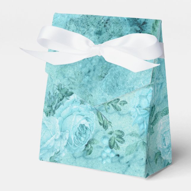 Distressed Blue Roses Collage  Favour Box (Front Side)