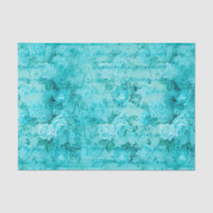 Distressed Blue Roses Collage Tissue Paper