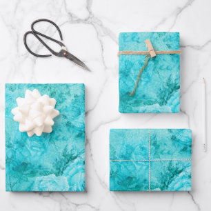 Distressed Blue Roses Collage   Wrapping Paper Sheet