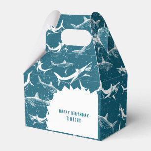 Distressed Blue Shark Boys Birthday Party Favour Box