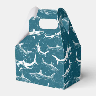 Distressed Blue Shark Pattern Favour Box