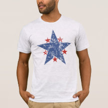 Distressed Blue Star Red America Old Glory USA Art