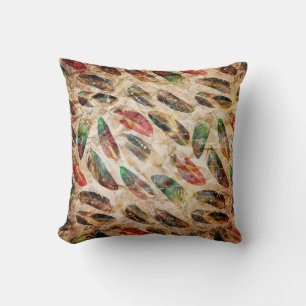 Distressed Boho Feathers Pattern Cushion