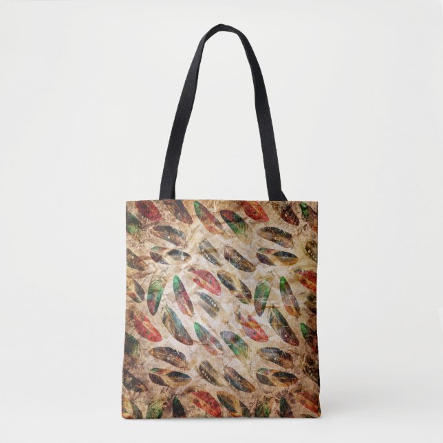 Distressed Boho Feathers Pattern  Tote Bag (Front)