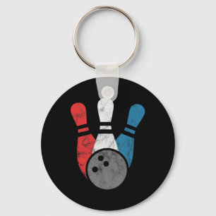 Distressed Bowling  For Men  Bowling Pins And Ball Key Ring