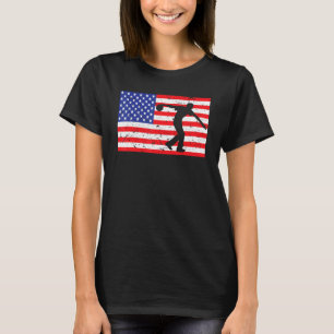 Distressed Bowling USA American Flag Vintage Bowle T-Shirt