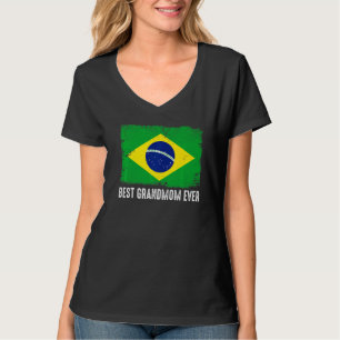 Distressed Brazil Flag Best Grandmom Ever Patrioti T-Shirt