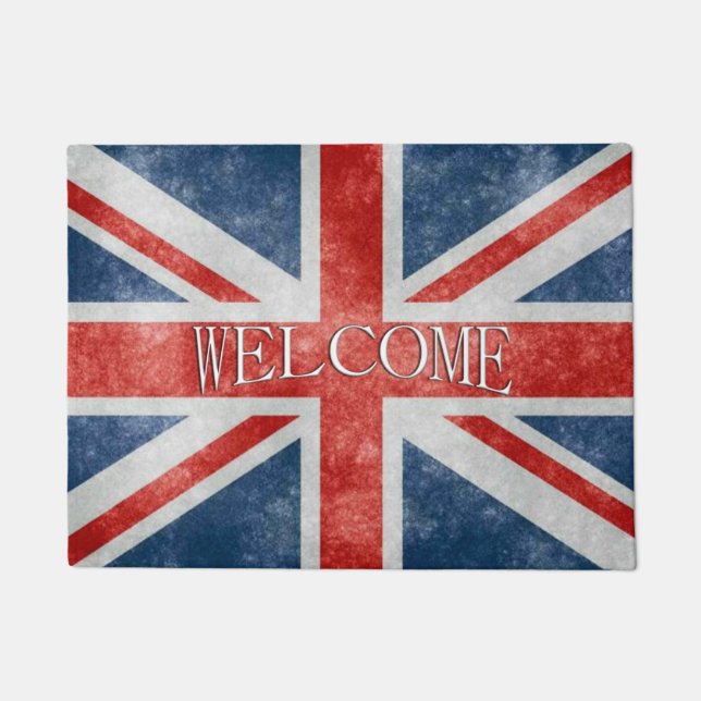 Distressed British Flag Welcome Doormat (Front)