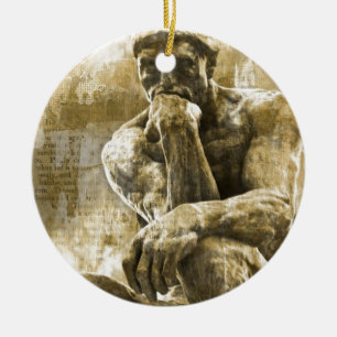 Distressed bronze statue Auguste Rodin the thinker Ceramic Tree Decoration