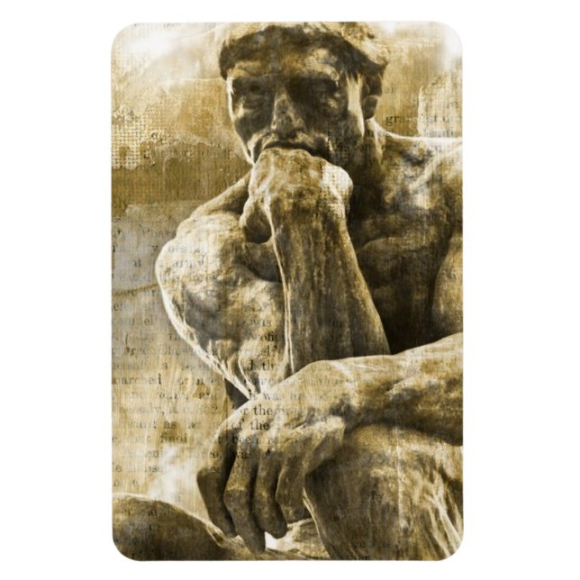 Distressed bronze statue Auguste Rodin the thinker Magnet (Vertical)