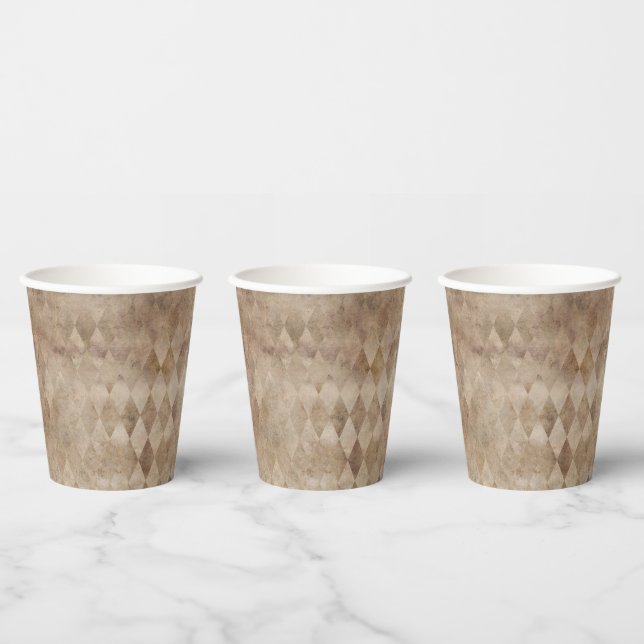 Distressed Brown Harlequin  Paper Cups (Multi)