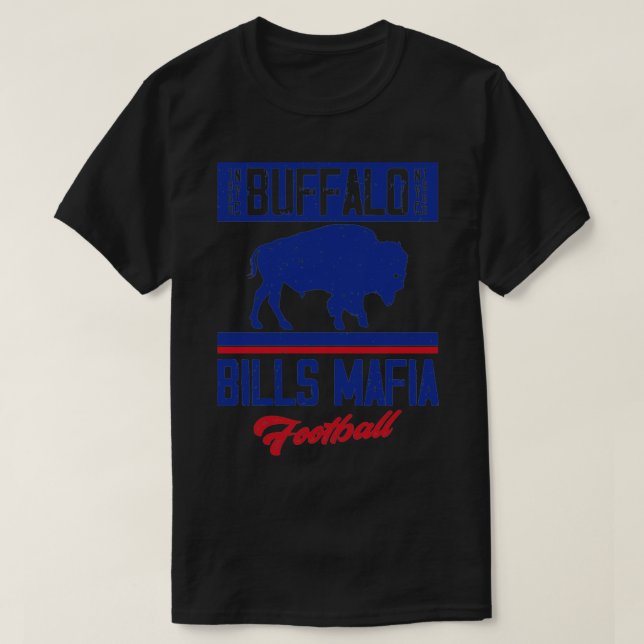 Distressed Buffalo NYC 1960 Bills Mafia Football T-Shirt (Design Front)