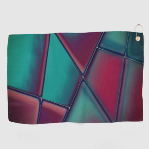 Distressed burgundy and strong cyan in trapezoidal golf towel