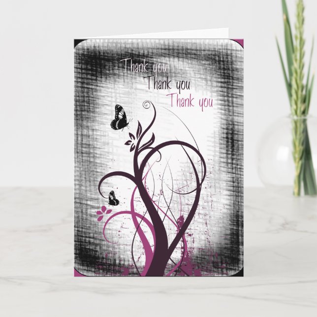 Distressed Butterfly Thank You Card (Front)