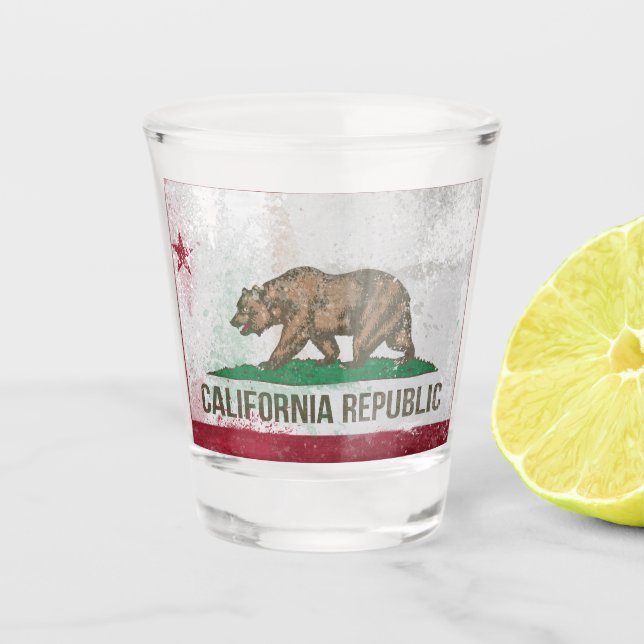 Distressed California Flag   Shot Glass (Front)