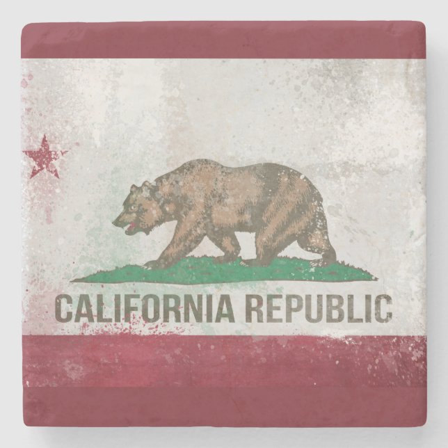 Distressed California Flag  Stone Coaster (Front)