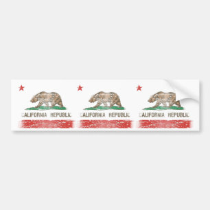 Distressed California Republic Flag Bumper Sticker