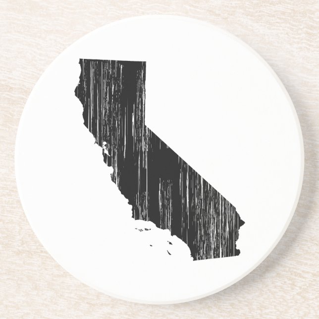 Distressed California State Outline Coaster (Front)