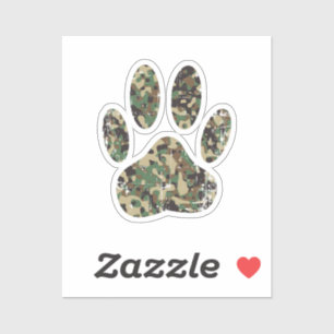 Distressed Camo Dog Paw Print