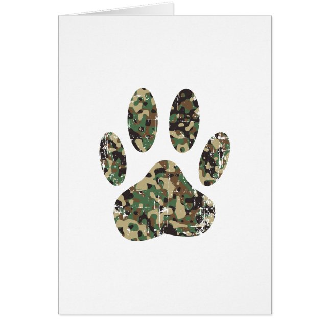 Distressed Camo Dog Paw Print (Front)