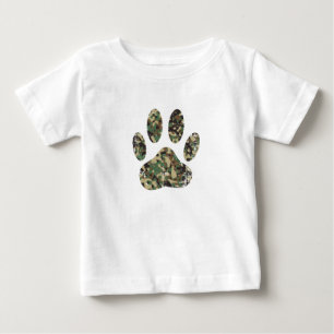 Distressed Camo Dog Paw Print Baby T-Shirt
