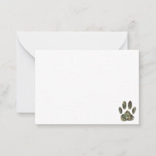 Distressed Camo Dog Paw Print Blank Card
