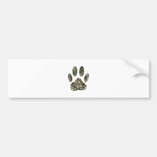 Distressed Camo Dog Paw Print Bumper Sticker (Front)