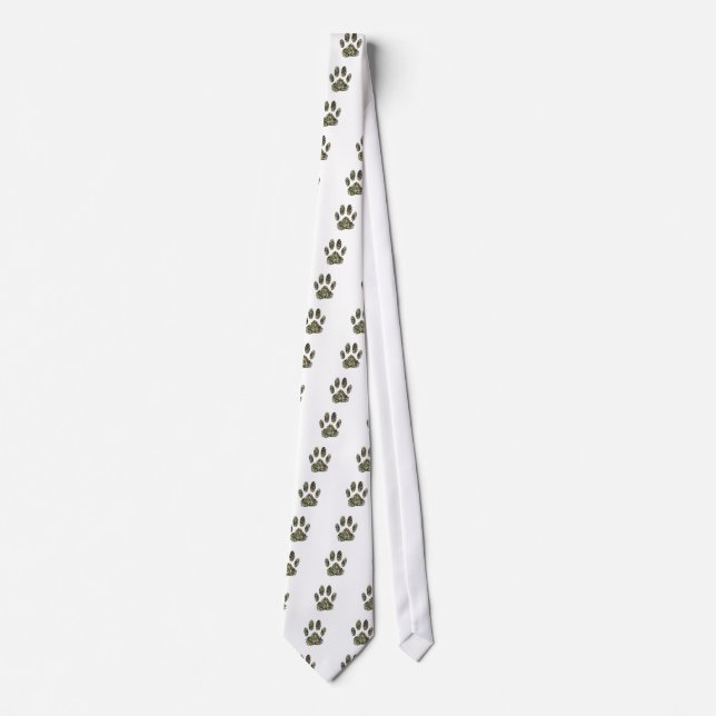 Distressed Camo Dog Paw Print Tie (Front)