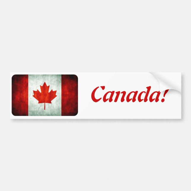 Distressed Canada Flag Bumper Sticker (Front)