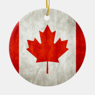 Distressed Canadian Flag Ceramic Tree Decoration