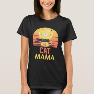 Distressed Cat Mama Vintage Eighties Style Ca Retr T-Shirt