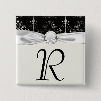 distressed chandelier black white 15 cm square badge